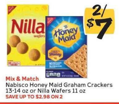 Nabisco Honey Maid Graham Crackers or Nilla Wafers