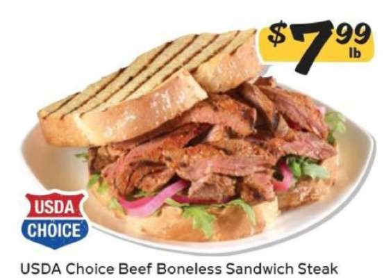 USDA Choice Beef Boneless Sandwich Steak