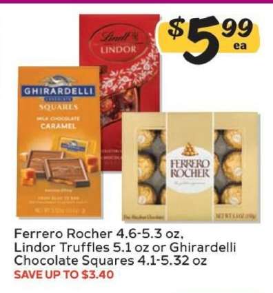 Ferrero Rocher, Lindor Truffles or Ghirardelli Chocolate Squares