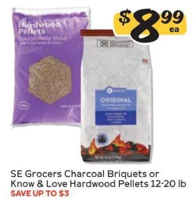 SE Grocers Charcoal Briquets or Know & Love Hardwood Pellets