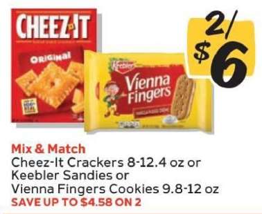 Cheez-It Crackers or Keebler Sandies or Vienna Fingers Cookies