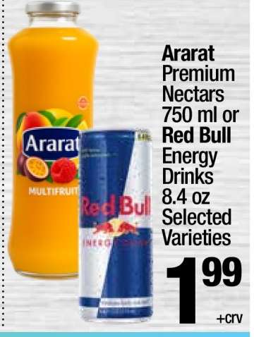 Ararat Premium Nectars or Red Bull Energy Drinks
