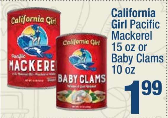 California Girl Pacific Mackerel or Baby Clams