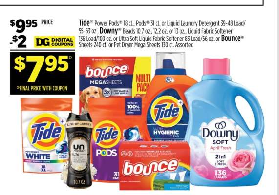 Tide, Downy, Bounce