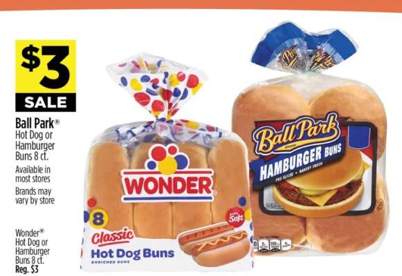 Ball Park Hot Dog or Hamburger Buns 8 ct.