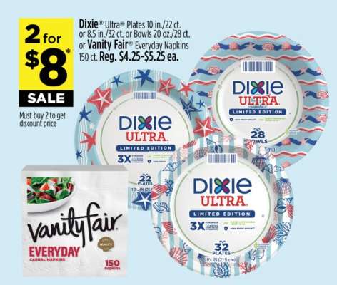 Dixie Ultra Plates or Vanity Fair Everyday Napkins