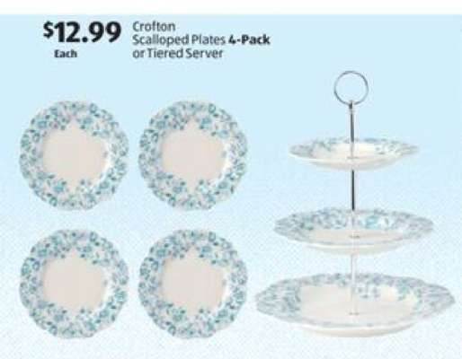 Crofton Scalloped Plates 4-Pack or Tiered Server