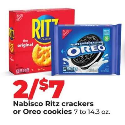 Nabisco Ritz crackers or Oreo cookies