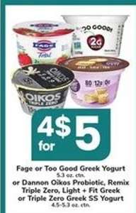 Fage or Too Good Greek Yogurt