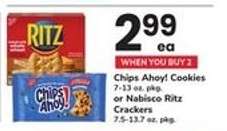 Chips Ahoy! Cookies or Nabisco Ritz Crackers