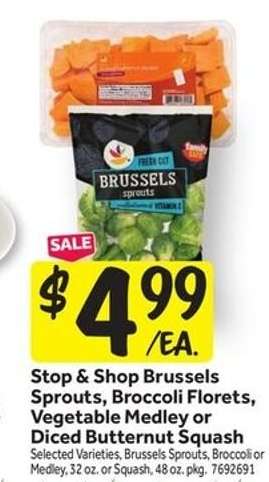 Stop & Shop Brussels Sprouts, Broccoli Florets, Vegetable Medley or Diced Butternut Squash