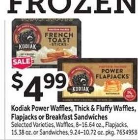 Kodiak Power Waffles, Thick & Fluffy Waffles, Flapjacks or Breakfast Sandwiches