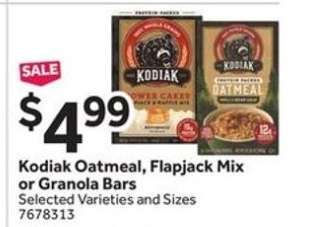 Kodiak Oatmeal, Flapjack Mix or Granola Bars