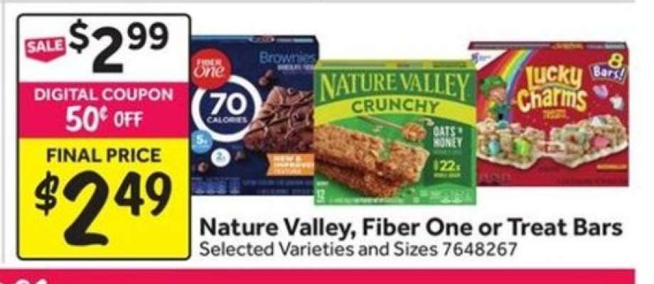 Nature Valley, Fiber One or Treat Bars
