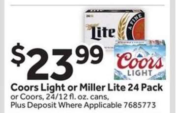 Coors Light or Miller Lite 24 Pack