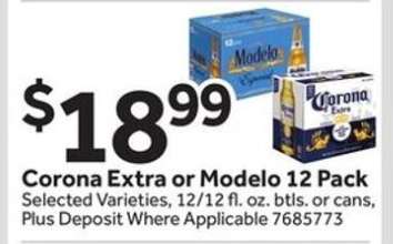 Corona Extra or Modelo 12 Pack