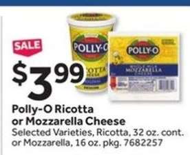 Polly-O Ricotta or Mozzarella Cheese