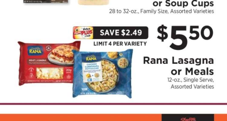 Rana Lasagna or Meals
