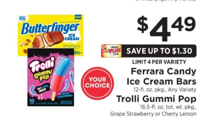 Ferrara Candy Ice Cream Bars or Trolli Gummi Pop