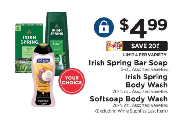 Irish Spring Bar Soap / Irish Spring Body Wash / Softsoap Body Wash