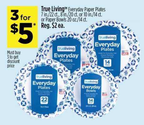 True Living Everyday Paper Plates or Bowls