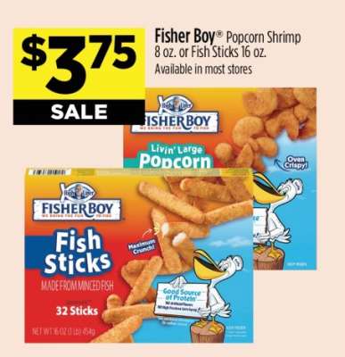 Fisher Boy Popcorn Shrimp or Fish Sticks