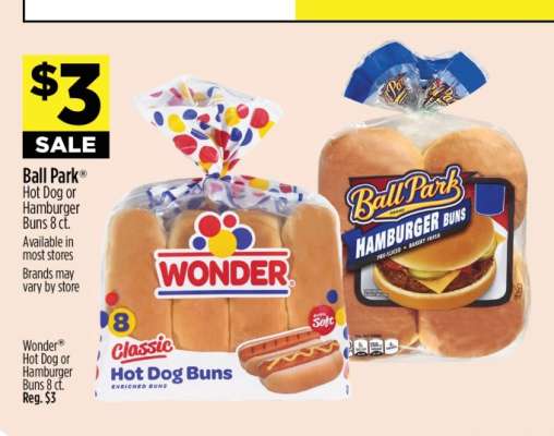 Ball Park Hot Dog or Hamburger Buns 8 ct.