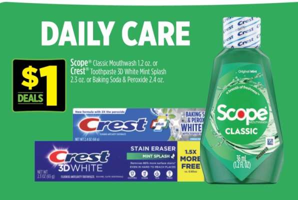 Scope Classic Mouthwash or Crest Toothpaste