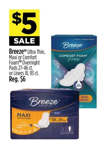 Breeze™ Ultra Thin, Maxi or Comfort Foam™ Overnight Pads