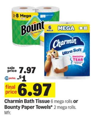 Charmin Bath Tissue or Bounty Paper Towels
