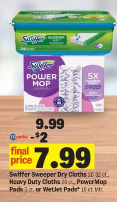 Swiffer Sweeper Dry Cloths, Heavy Duty Cloths, PowerMop Pads, or WetJet Pads