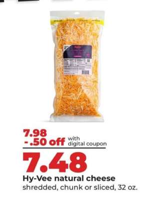 Hy-Vee natural cheese