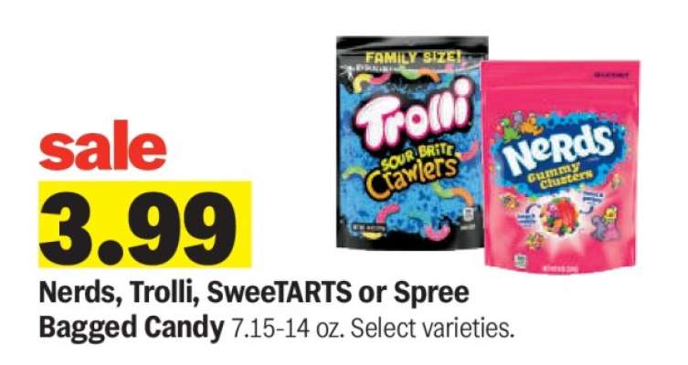 Nerds, Trolli, SweeTARTS or Spree Bagged Candy