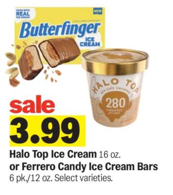 Halo Top Ice Cream or Ferrero Candy Ice Cream Bars