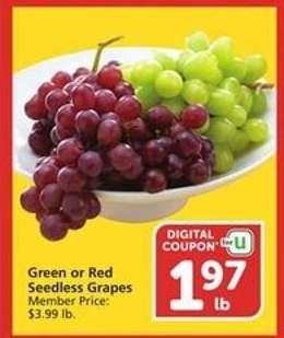 Green or Red Seedless Grapes