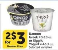 Dannon Greek or Siggi's Yogurt