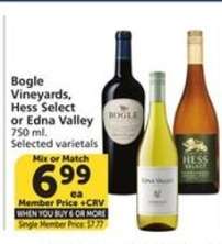 Bogle Vineyards, Hess Select or Edna Valley