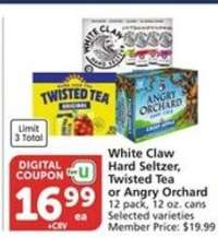 White Claw Hard Seltzer, Twisted Tea or Angry Orchard
