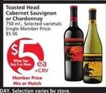 Toasted Head Cabernet Sauvignon or Chardonnay