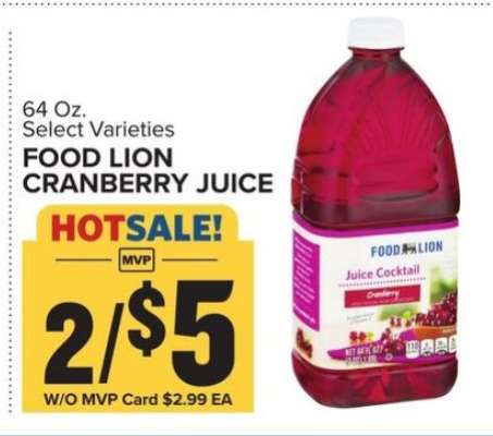 FOOD LION CRANBERRY JUICE
