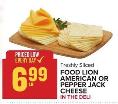 Food Lion American or Pepper Jack Cheese