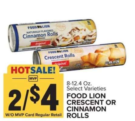 FOOD LION CRESCENT OR CINNAMON ROLLS