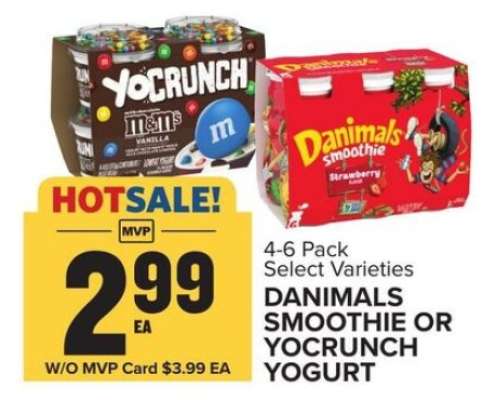 Danimals Smoothie or YoCrunch Yogurt