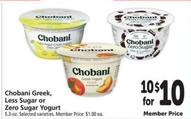 Chobani Greek, Less Sugar or Zero Sugar Yogurt