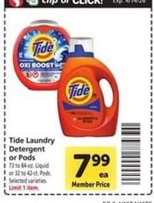 Tide laundry detergent or pods