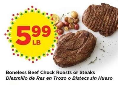 Boneless Beef Chuck Roasts or Steaks