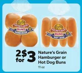 Nature's Grain Hamburger or Hot Dog Buns