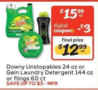 Downy Unstopables or Gain Laundry Detergent