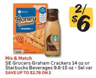 SE Grocers Graham Crackers or Starbucks Beverages