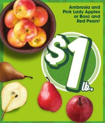 Ambrosia and Pink Lady Apples or Bosc and Red Pears